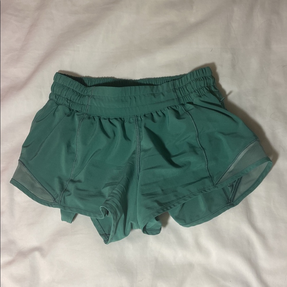 lululemon hotty hot shorts green teal ish color size 2